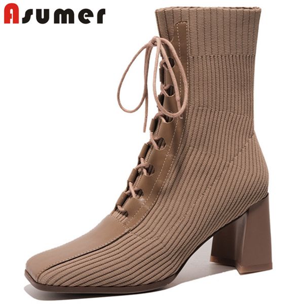 boots asumer 2021 genuine leather knitting stretch women thick heel casual party shoes ankle black
boots asumer 2021 genuine leather knitting stretch women thick heel casual party shoes ankle black