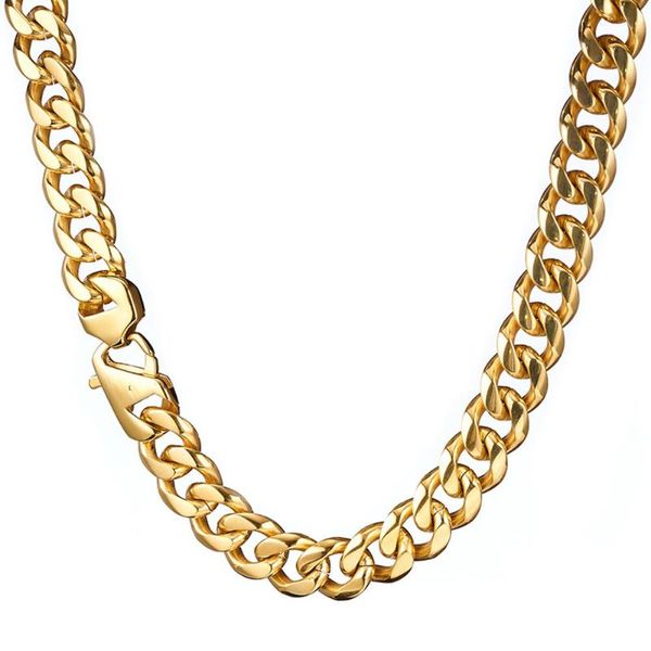 13/15mm polished clasp stainless steel gold tone cuban curb chain mens womens necklace or bracelet jewelry 7-40" fashion jewelry, Silver
13/15mm polished clasp stainless steel gold tone cuban curb chain mens womens necklace or bracelet jewelry 7-40" fashion jewelry, Silver