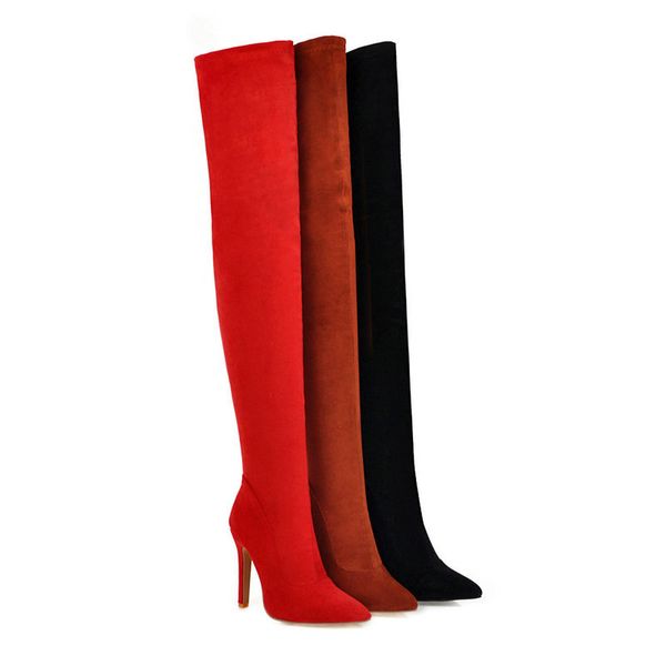 women's boots autumn shoes red woman booties zipper luxury designer platform thigh high heels high pointy, Black
women's boots autumn shoes red woman booties zipper luxury designer platform thigh high heels high pointy, Black