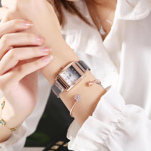 wristwatches ready stock women gradient color square watch magnet buckle stainless steel, Slivery;brown
wristwatches ready stock women gradient color square watch magnet buckle stainless steel, Slivery;brown