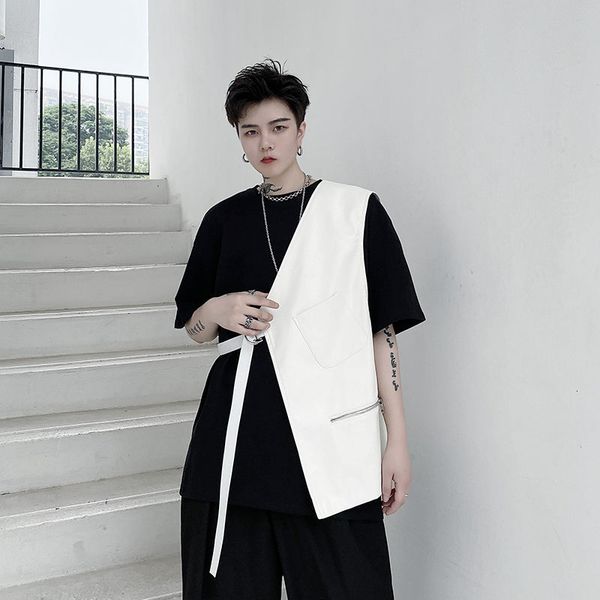 ewq / men's wear 2020 autumn niche design ribbon metal buckle solid color male's pu leather vest fashion tide black whtie, Black;white
ewq / men's wear 2020 autumn niche design ribbon metal buckle solid color male's pu leather vest fashion tide black whtie, Black;white
