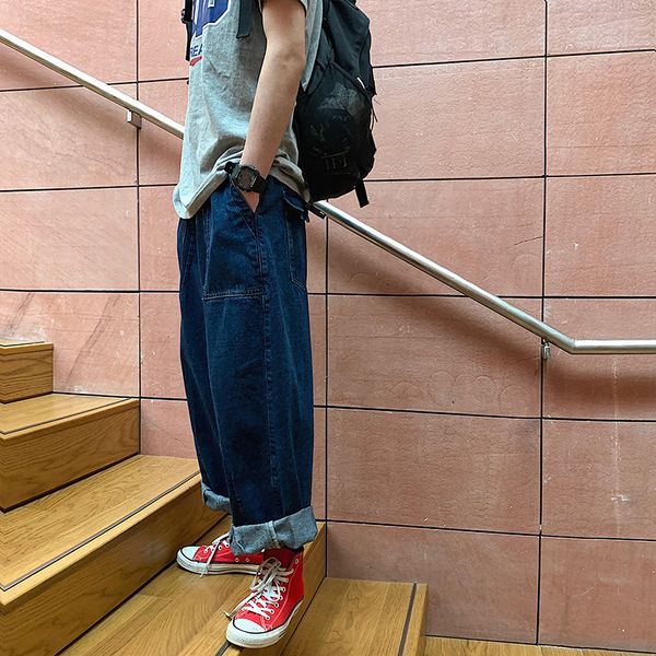 2020 japanese style men's casual wide leg pants cargo pocket bf wash baggy homme blue color jeans loose fashion trousers s-xl
2020 japanese style men's casual wide leg pants cargo pocket bf wash baggy homme blue color jeans loose fashion trousers s-xl