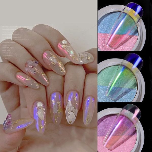 1 box holographic double colors neon nail glitter powder fairy solid aurora magic mermaid dust mirror two-color nail art pigment, Silver;gold
1 box holographic double colors neon nail glitter powder fairy solid aurora magic mermaid dust mirror two-color nail art pigment, Silver;gold