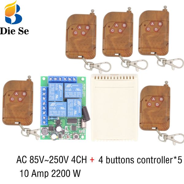 remote controlers ac85v~220v 10amp 2200w 433mhz rf wireless control 4ch relay receiver module for garage door opener and light controller
remote controlers ac85v~220v 10amp 2200w 433mhz rf wireless control 4ch relay receiver module for garage door opener and light controller