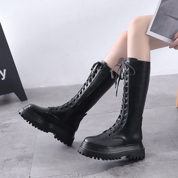 boots autumn winter chunky platform women waterproof pu leather knee high woman thick bottom lace up long booties, Black
boots autumn winter chunky platform women waterproof pu leather knee high woman thick bottom lace up long booties, Black
