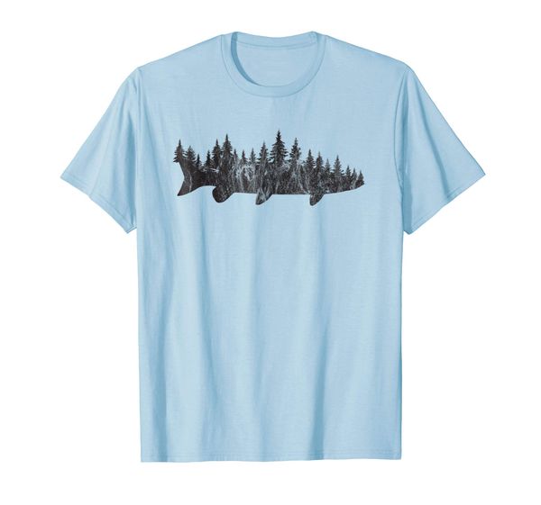 2019 fashion men t shirt musky pine forest treeline outdoor fishing angler t shirt