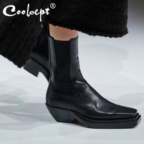 boots coolcept 2021 fashion real leather ankle square toe slip on elastic low heel shoes footwear size 34-43, Black
boots coolcept 2021 fashion real leather ankle square toe slip on elastic low heel shoes footwear size 34-43, Black