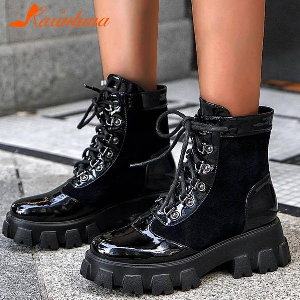 dropship flat platform genuine leather pacthwork cow suede ankle female boots autumn winter lace-up women shoes, Black
dropship flat platform genuine leather pacthwork cow suede ankle female boots autumn winter lace-up women shoes, Black