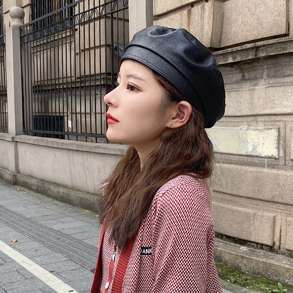 beret pu leather painter hat black beret female british retro hat female autumn and winter korean version japanese trend, Blue;gray
beret pu leather painter hat black beret female british retro hat female autumn and winter korean version japanese trend, Blue;gray