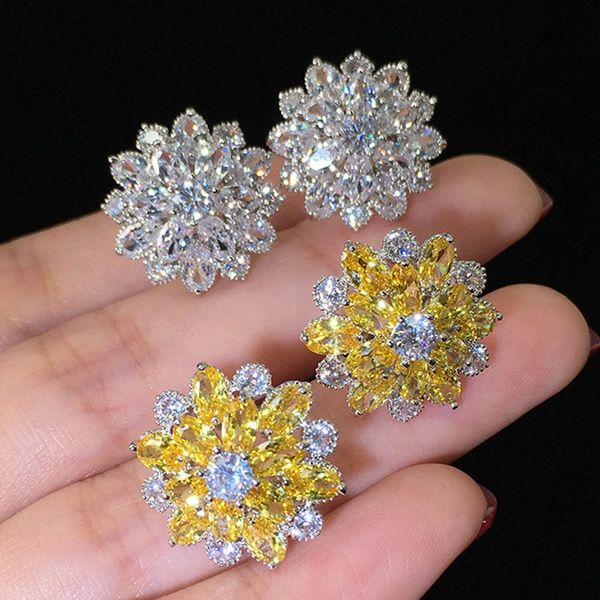 Luxury Gold Color Flower Stud Earrings With Zircon Stone Women Birthday Gift Bijouterie For Women, Golden;silver
Luxury Gold Color Flower Stud Earrings With Zircon Stone Women Birthday Gift Bijouterie For Women, Golden;silver