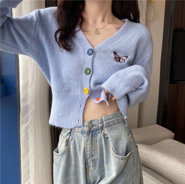 korean crop sweater 2020 autumn winter women blue sweater cardigans butterfly v neck knit slim cardigan streetwear, White
korean crop sweater 2020 autumn winter women blue sweater cardigans butterfly v neck knit slim cardigan streetwear, White