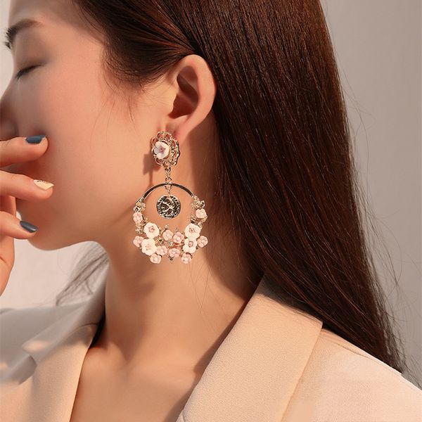 trendy cherry blossom flower drop earrings for women grils jewelry gold metal round circle baroque earrings party wedding gift, Silver
trendy cherry blossom flower drop earrings for women grils jewelry gold metal round circle baroque earrings party wedding gift, Silver