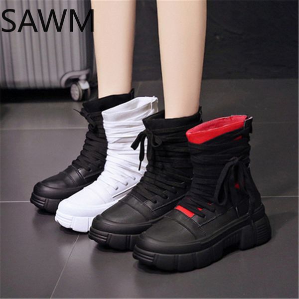 autumn winter cross lace up motorcycle boot women british style ankle boot 2020 low heel internal increase ankle women shoe, Black 
autumn winter cross lace up motorcycle boot women british style ankle boot 2020 low heel internal increase ankle women shoe, Black
