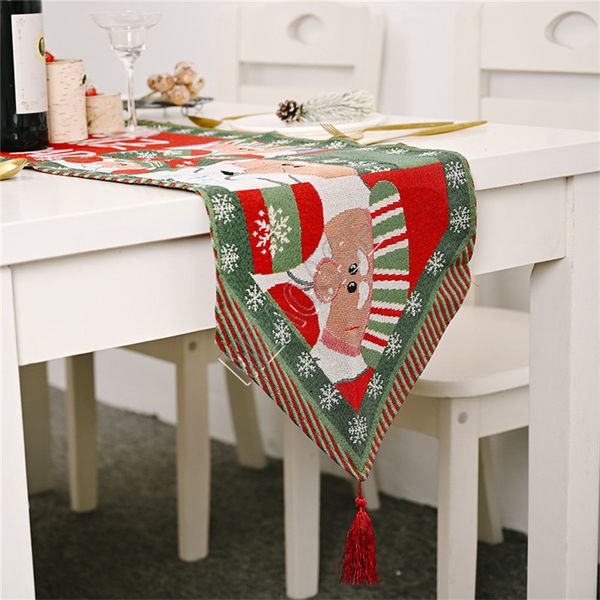 180*35cm Xmas Table Runner Cotton And Linen Tablecloth Fashion Table Flag Christmas Party Table Deskdecoration Supplies D9807