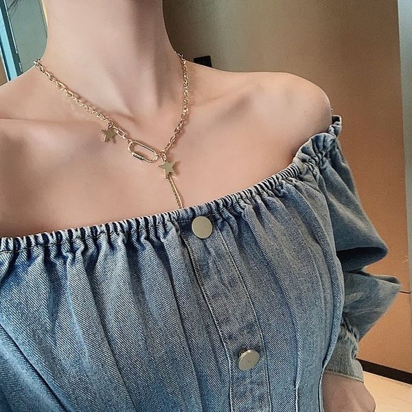 2020 new arrival women chains necklaces classic link chain metal star shape party necklace female jewelry, Silver
2020 new arrival women chains necklaces classic link chain metal star shape party necklace female jewelry, Silver