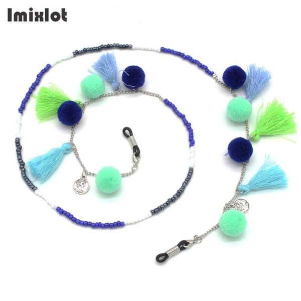 1pc women fashion pompom sunglasses chain with tassels colorful beads eyeglass chain metal eyewear cord holder lanyard necklace, Silver
1pc women fashion pompom sunglasses chain with tassels colorful beads eyeglass chain metal eyewear cord holder lanyard necklace, Silver