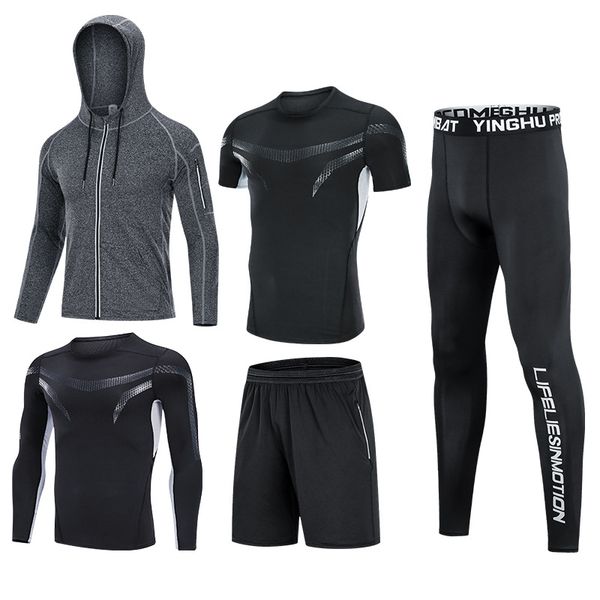 fitness clothing running jogging suits exercise workout 5pcs / set men's tracksuit compression sports wear for men gym, Black;blue
fitness clothing running jogging suits exercise workout 5pcs / set men's tracksuit compression sports wear for men gym, Black;blue
