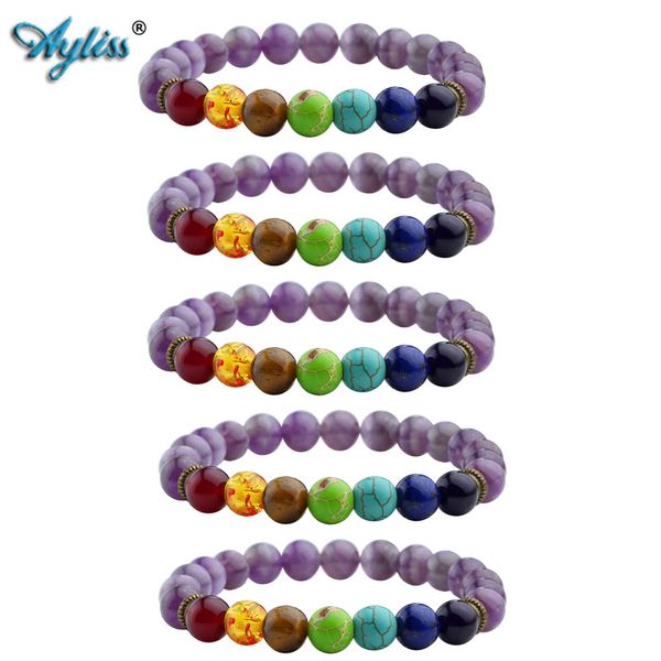 ayliss wholesale 5pc/10pc 7 chakras gem stone bracelet natural stone crystal reiki healing balancing round beads bracelet, Black
ayliss wholesale 5pc/10pc 7 chakras gem stone bracelet natural stone crystal reiki healing balancing round beads bracelet, Black