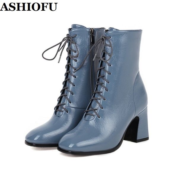 ashiofu new arrival ladies 8cm thick heels boots cross-shoelace party boots side-zipper evening club fashion, Black
ashiofu new arrival ladies 8cm thick heels boots cross-shoelace party boots side-zipper evening club fashion, Black