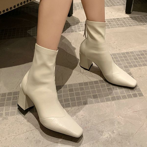 boots women genuine leather square heels ankle toe zip spring fall fashion daily black white booties 2021
boots women genuine leather square heels ankle toe zip spring fall fashion daily black white booties 2021