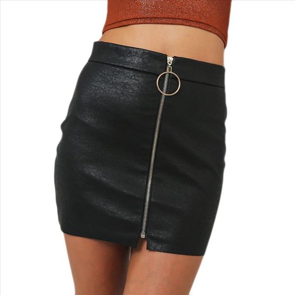 new office lady zipper up faux leather skirts intellectual metal ring zipper hip tight pu mini skirt, Black
new office lady zipper up faux leather skirts intellectual metal ring zipper hip tight pu mini skirt, Black