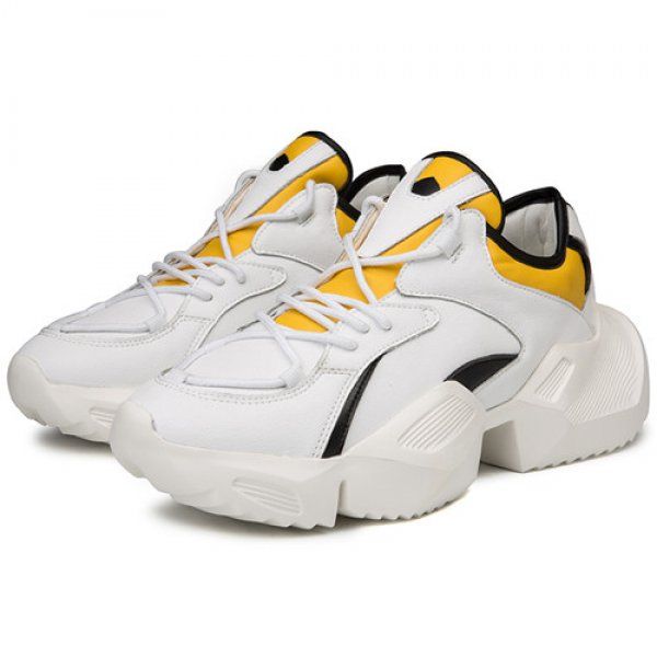 men chunky shoes quality pu leather breathable casual dad shoes lace up fashion outdoor men sneakers male 79tz#, Black
men chunky shoes quality pu leather breathable casual dad shoes lace up fashion outdoor men sneakers male 79tz#, Black