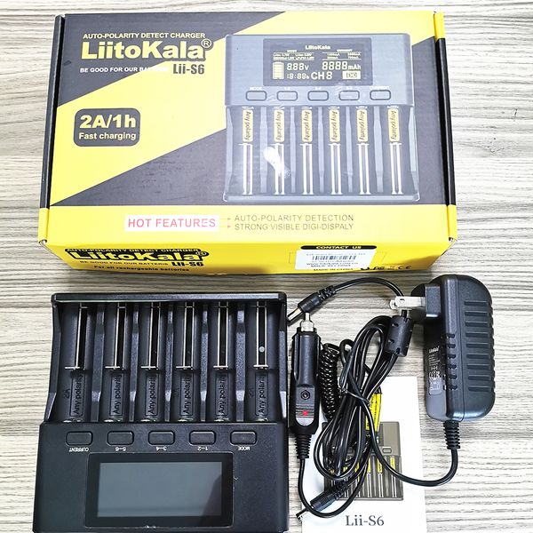 liitokala lii-s6 battery charger and car 18650 charger 6-slot auto-polarity detect for 18650 26650 21700 32650 aa aaa batteries[eu
liitokala lii-s6 battery charger and car 18650 charger 6-slot auto-polarity detect for 18650 26650 21700 32650 aa aaa batteries[eu