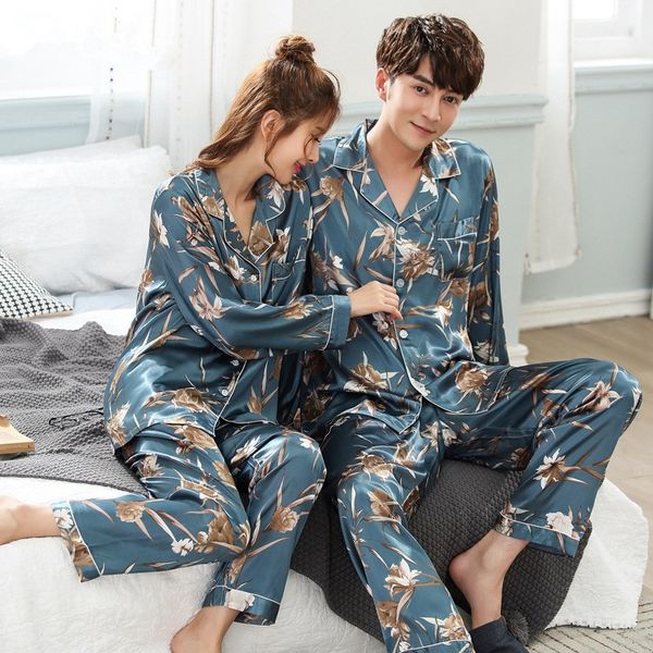 men's sleepwear spring autumn print pattern women pajama set satin silk turn-down collar pajamas long sleeve trousers two paper suit, Black;brown
men's sleepwear spring autumn print pattern women pajama set satin silk turn-down collar pajamas long sleeve trousers two paper suit, Black;brown
