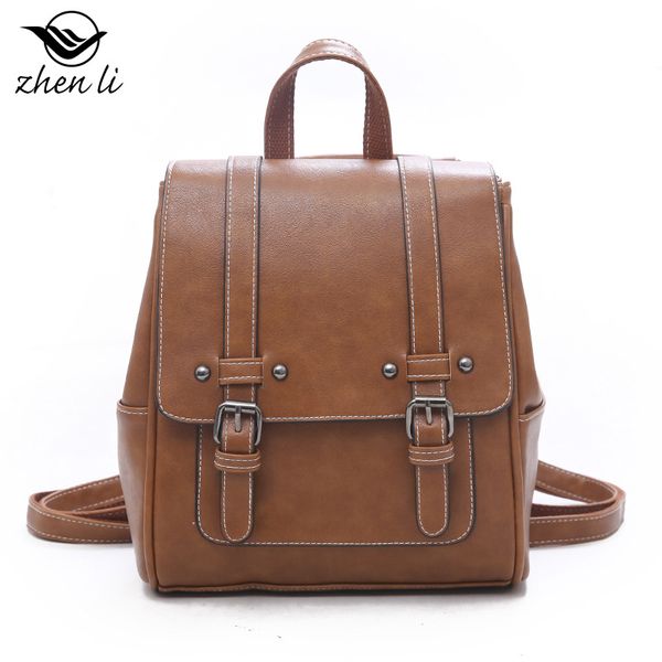zhenli retro style womens bag 2020pu girls backpack cross-border trend new backpack