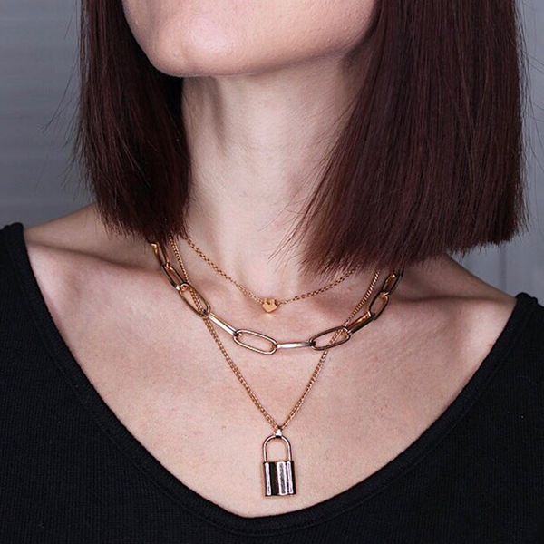 pendant necklaces cowbread retro multi layered women necklace heart lock geometric fashion wild accessories jewelry gift, Silver
pendant necklaces cowbread retro multi layered women necklace heart lock geometric fashion wild accessories jewelry gift, Silver