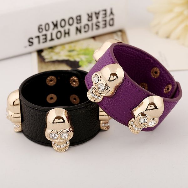 tennis dankaishi punk jewelry skeleton charm skull bracelet geniune leather bangle for lover couple gift rhinestone accessories, Golden;silver
tennis dankaishi punk jewelry skeleton charm skull bracelet geniune leather bangle for lover couple gift rhinestone accessories, Golden;silver