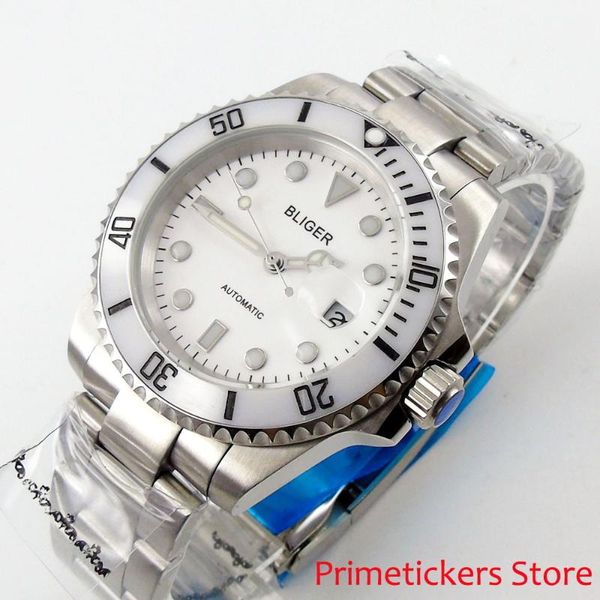 white dial sapphire glass 40mm ceramic bezel luminous marks date automatic movement men's watch b67, Slivery;brown
white dial sapphire glass 40mm ceramic bezel luminous marks date automatic movement men's watch b67, Slivery;brown