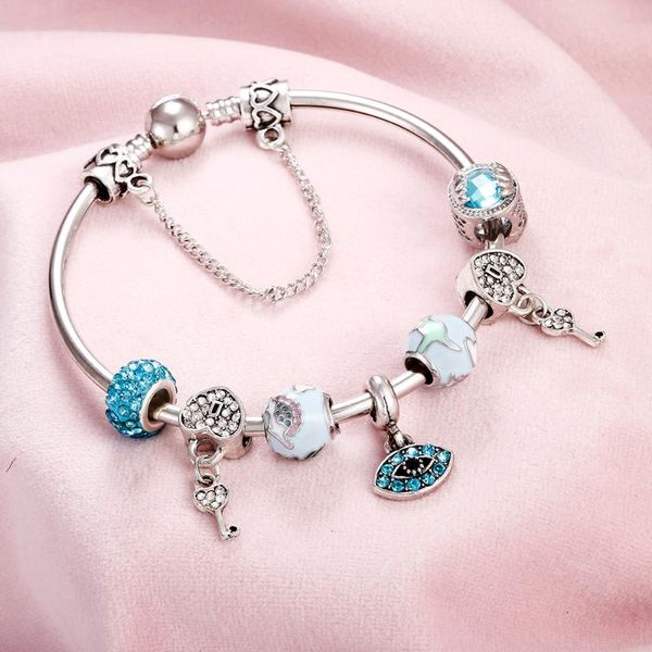 punk women bracelet pour charm blue evil eyes heart key crystal beads ladies chain bracelets bangles jewelry femme gift, Black
punk women bracelet pour charm blue evil eyes heart key crystal beads ladies chain bracelets bangles jewelry femme gift, Black