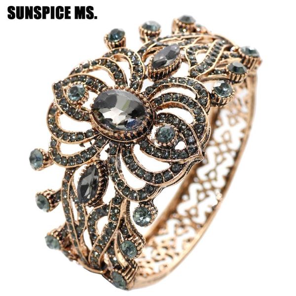 sunspicems bohemia ethnic vintage bangle cuff antique gold color gray stone bracelet morocco brand design bridal wedding jewelry, Black
sunspicems bohemia ethnic vintage bangle cuff antique gold color gray stone bracelet morocco brand design bridal wedding jewelry, Black