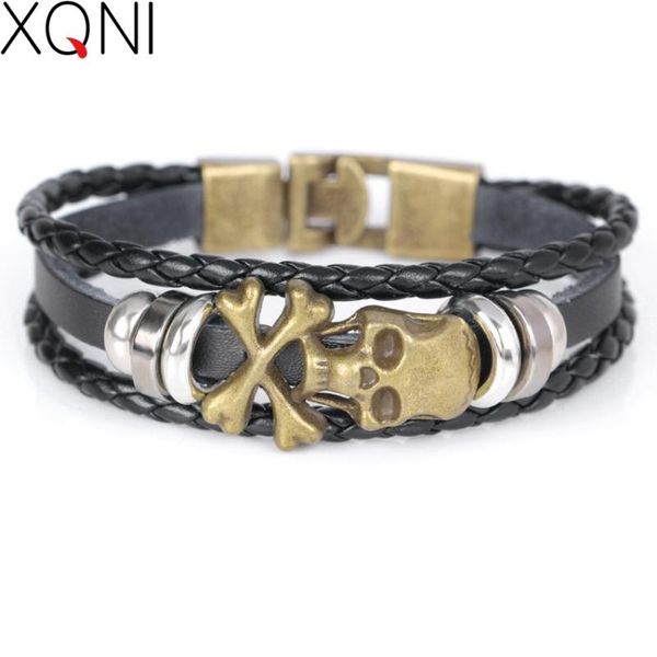 2020 new year fashion diy wrap men's leather bracelets bandage multilayer wave retro braided male skull bracelets jewelry, Golden;silver
2020 new year fashion diy wrap men's leather bracelets bandage multilayer wave retro braided male skull bracelets jewelry, Golden;silver