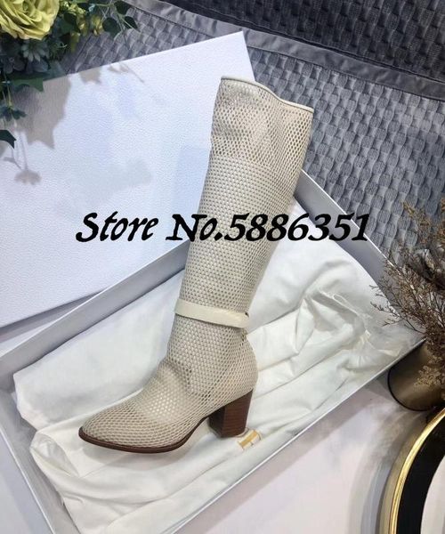 boots mesh stitching fabric women knee high booties round toe square heel buckle strap real leather, Black
boots mesh stitching fabric women knee high booties round toe square heel buckle strap real leather, Black