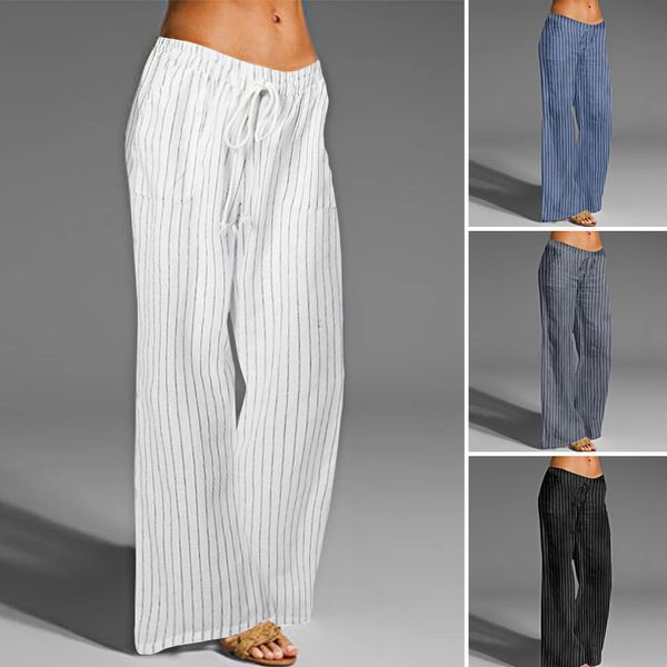 celmia women wide leg pants vintage linen long palazzo ladies casual loose striped elastic waist trousers plus size pantalon 5xl, Black;white
celmia women wide leg pants vintage linen long palazzo ladies casual loose striped elastic waist trousers plus size pantalon 5xl, Black;white