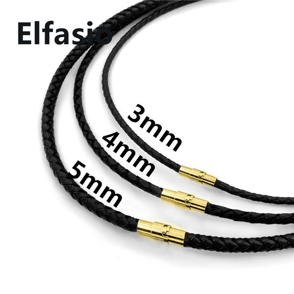 3/4/5mm black genuine braided leather cord silver gold stainless steel lock necklace jewelry 18"-32
3/4/5mm black genuine braided leather cord silver gold stainless steel lock necklace jewelry 18"-32
