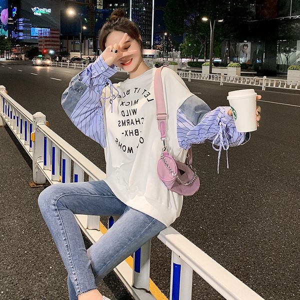 fake two-piece stitching sweater women's pullover internet celebrity ins trendy hong kong style dress dressclothing korean style loose, Black
fake two-piece stitching sweater women's pullover internet celebrity ins trendy hong kong style dress dressclothing korean style loose, Black