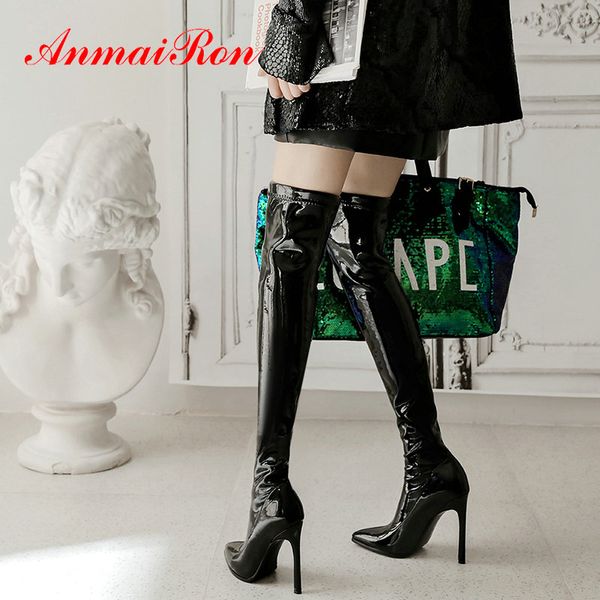 boots anmairon 2021 over the knee patent leather winter shoes women pointed toe basic high heel zip, Black
boots anmairon 2021 over the knee patent leather winter shoes women pointed toe basic high heel zip, Black