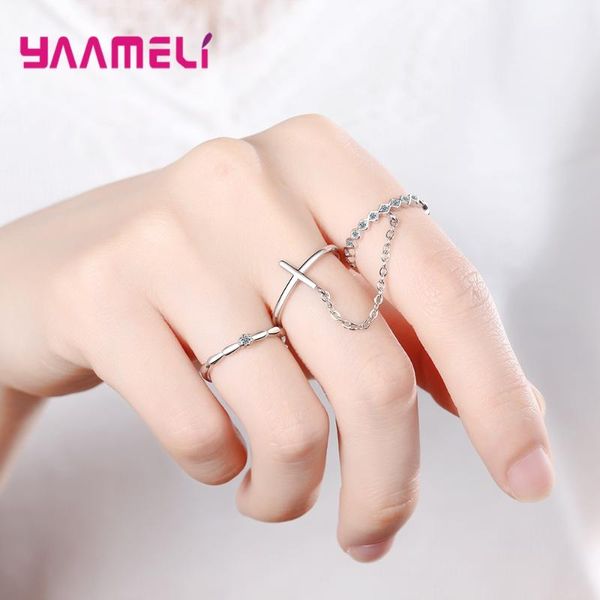 cluster rings 3pcs set 925 sterling silver knuckle ring rose gold cubic zircon cross chain opening adjustable joint women men jewelry, Golden;silver
cluster rings 3pcs set 925 sterling silver knuckle ring rose gold cubic zircon cross chain opening adjustable joint women men jewelry, Golden;silver
