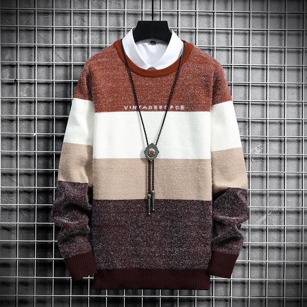 o-neck striped patchwork mens sweaters autumn winter loose long sleeve men knits high street fashionable, White;black
o-neck striped patchwork mens sweaters autumn winter loose long sleeve men knits high street fashionable, White;black