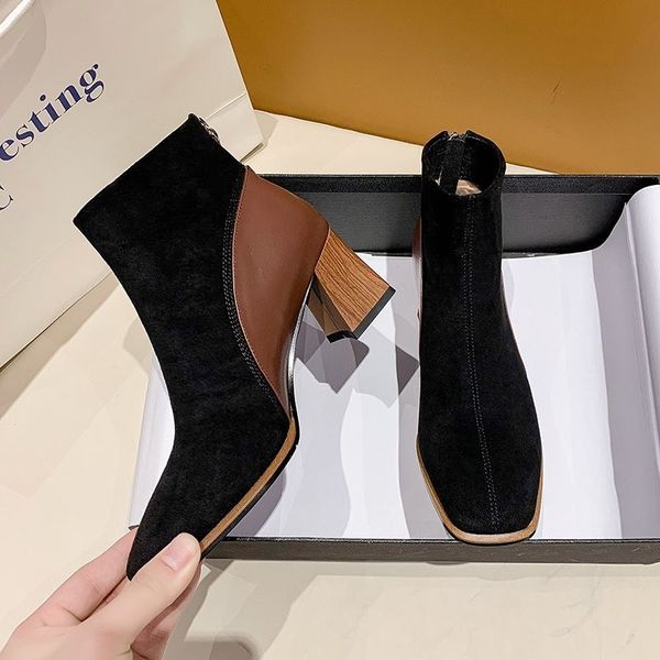 european and american pointed high-heel ankle boots fashion wild square heel short boots high heels simple comfort women's, Black
european and american pointed high-heel ankle boots fashion wild square heel short boots high heels simple comfort women's, Black
