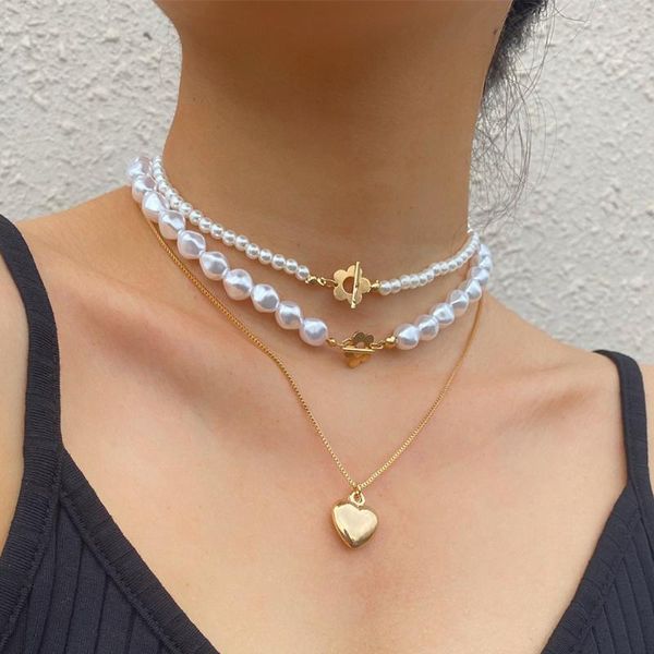pendant necklaces diezi korean geometric imitation pearl heart flower choker collar women wedding 2021 jewelry, Silver
pendant necklaces diezi korean geometric imitation pearl heart flower choker collar women wedding 2021 jewelry, Silver