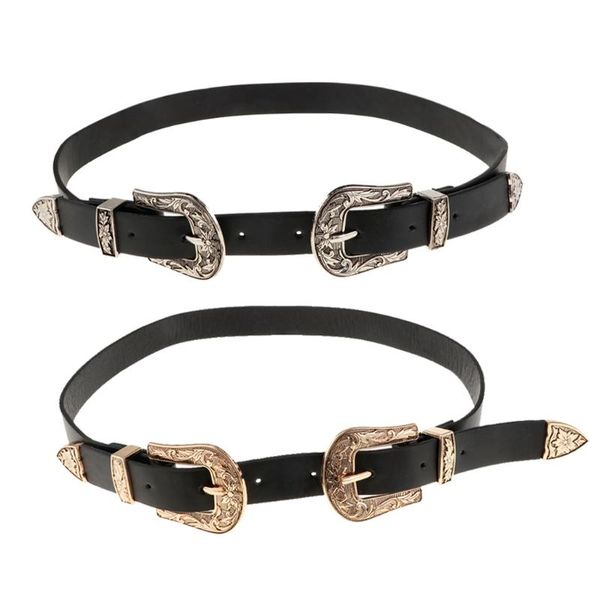 women's skinny slim retro vintage leather double buckle belt waist strap, Black;brown
women's skinny slim retro vintage leather double buckle belt waist strap, Black;brown