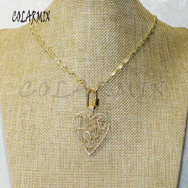 chains 3 strand love pendants necklace golden zircon crystal lock carabiner fashion accessories for women 50458, Silver
chains 3 strand love pendants necklace golden zircon crystal lock carabiner fashion accessories for women 50458, Silver