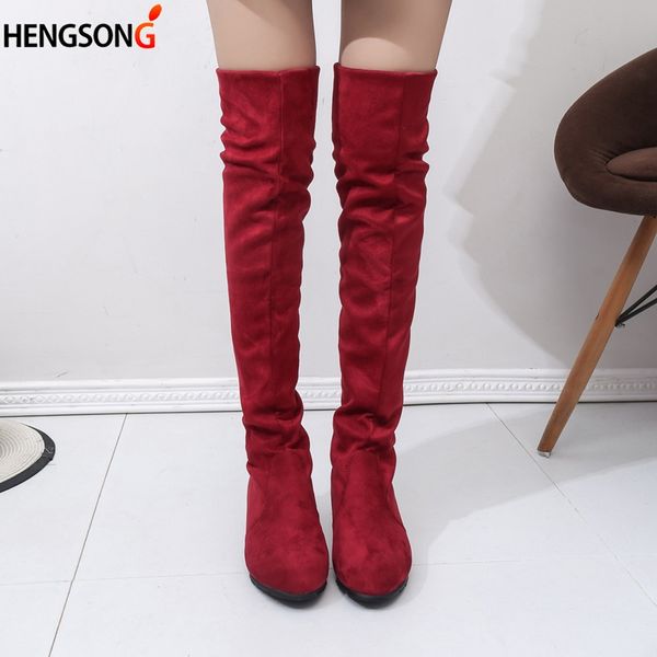 winter women's high boots shoes 2020 autumn winter flock botas feminina thigh high boots women over the knee botas mujer, Black 
winter women's high boots shoes 2020 autumn winter flock botas feminina thigh high boots women over the knee botas mujer, Black