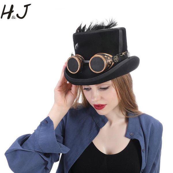 100% wool black women men steampunk hat with handmade glasses gear feather fedora cosplay hat 15cm 4 size steampunk, Blue;gray
100% wool black women men steampunk hat with handmade glasses gear feather fedora cosplay hat 15cm 4 size steampunk, Blue;gray