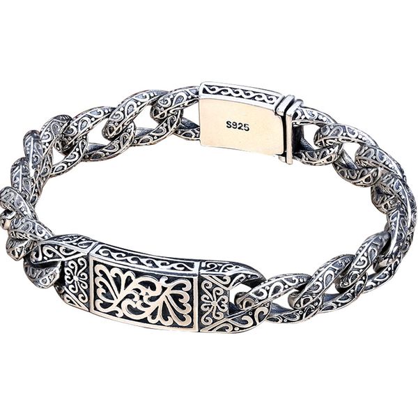 925 sterling silver colour mens personality bracelet thai silver colour retro domineering punk tide bracelet pattern whip chain, Black
925 sterling silver colour mens personality bracelet thai silver colour retro domineering punk tide bracelet pattern whip chain, Black