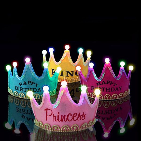party hats led light birthday crown hat headband king princess headdress for children boys girls event supplies
party hats led light birthday crown hat headband king princess headdress for children boys girls event supplies